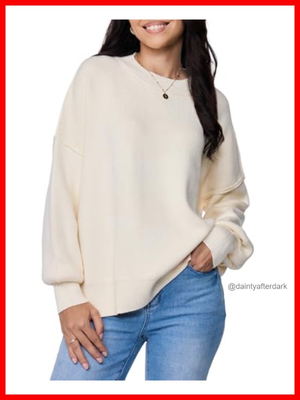 Oversized Sweater Pullover Crew Neck Long Sleeve Knit Top Cozy Fall Winter